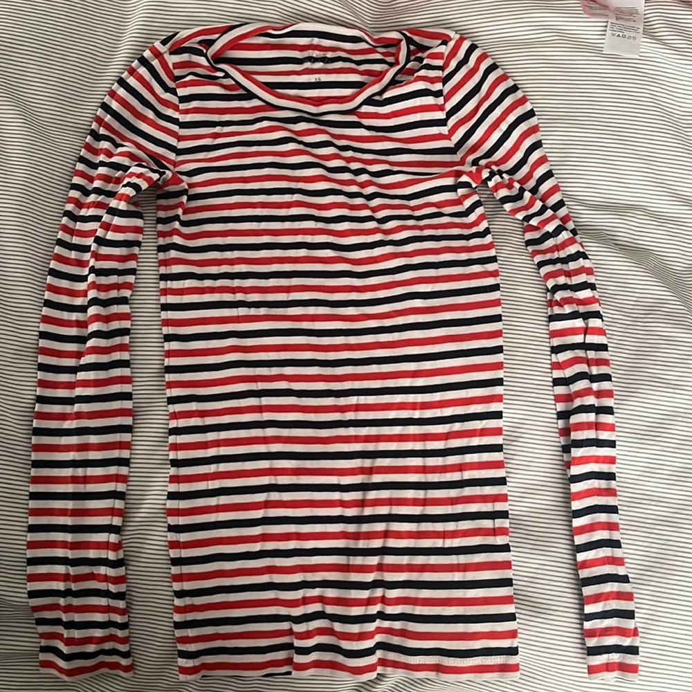 Jcrew perfect fit red white & blue striped tee Sz xs